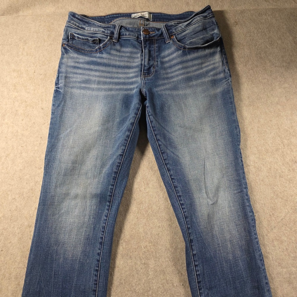 BKE Stella Slim Fit Low Rise Straight Leg Jeans Womens 31x30 Blue ABK Distressed